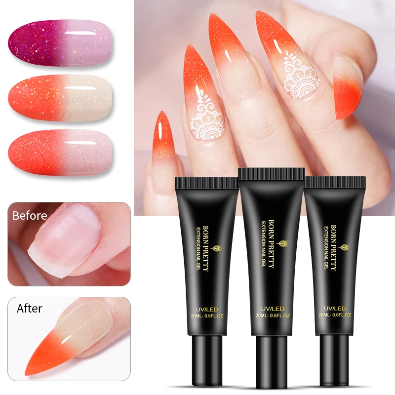 УФ гель BORN PRETTY для наращивания ногтей белый прозрачный быстрого меняет цвет при