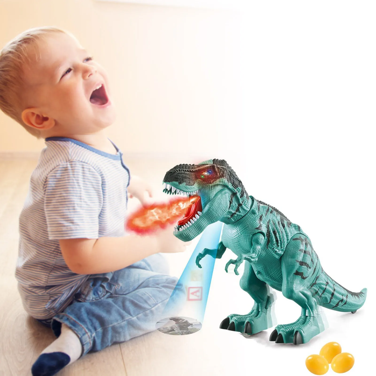 Electronic Dinosaur Toy Simulated Flame Spray Tyrannosaurus T-RexWalking Dinosaur Toy Water Spray Red Light & Realistic Sounds 5