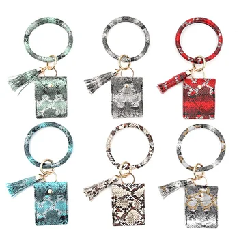 

Leopard Card Case Wrist Key Chain Coin Purse Pu Leather Snake Pattern