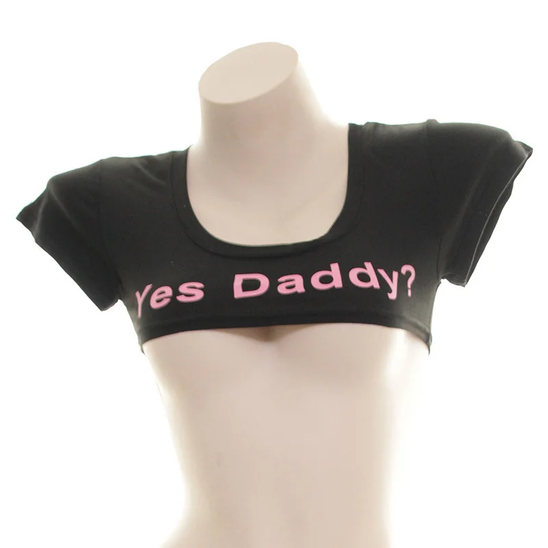 Забавное нижнее белье personalizedprintedкороткая футболка Yes Daddy ультра короткая футболка Милая хлопковая Сексуальная футболка с короткими рукавами для девочек