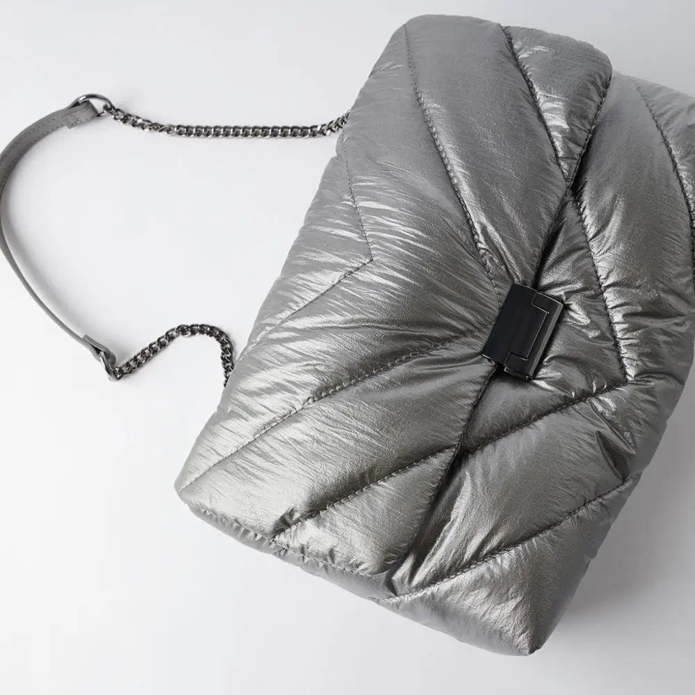 Cotton Feather Down Small Square Bag 2020 Winter Chain Shoulder Bag Designer Handbag Space Cotton Crossbody Bags For Women Bolsa