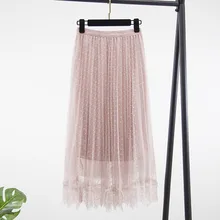 Модные плиссированные юбки для девочек женские высокие эластичный шифоновый пояс пэчворк Макси Длинная плиссированная юбка миди пляжная Повседневная Горячая