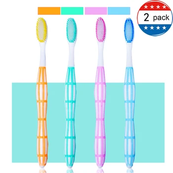 

2pcs Toothbrush Non-slip Handle Curve Design Soft Tooth Brush Random Color 902