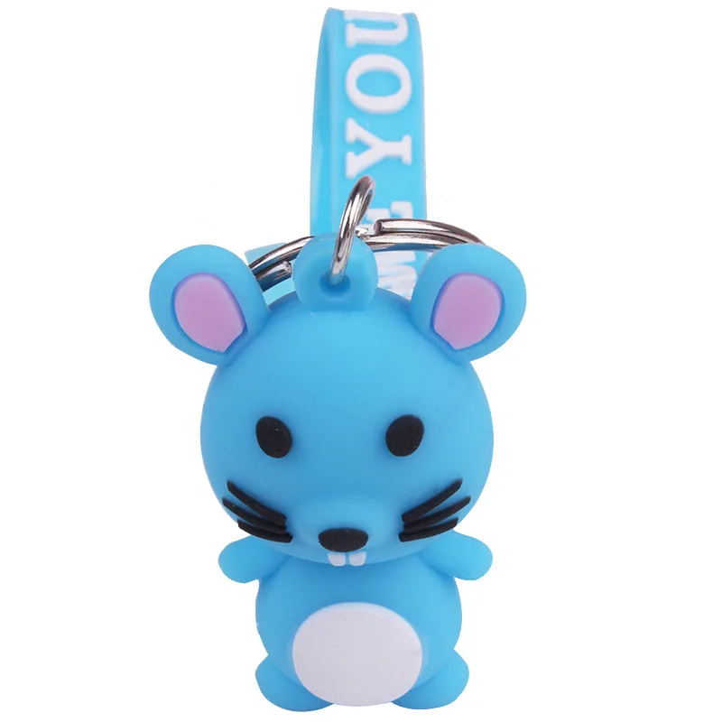 

Spot soft rubber 12 Chinese Zodiac key chain pendant cartoon stereo mouse key chain accessories wholesale