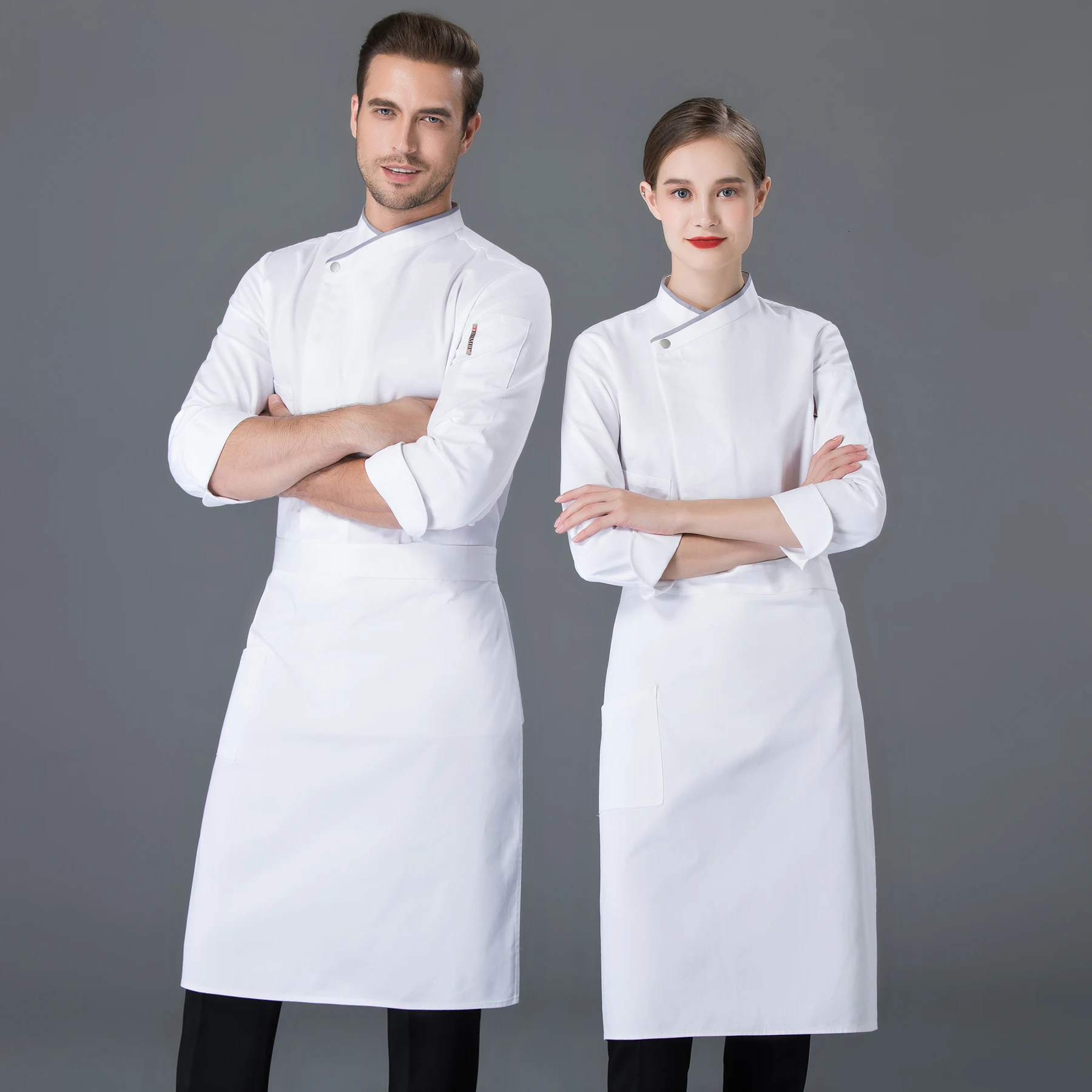 Куртка шеф-повара с длинными рукавами, унисекс, ресторан, кухня, униформа повара, официант, пекарь, рабочая одежда, кофейня, пекарня, рабочее пальто