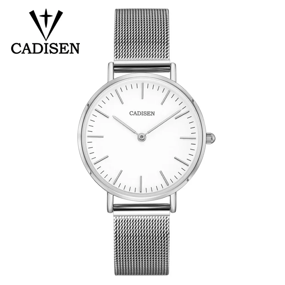 white wristwatch CADISEN модные роскошные женские кварцевые часы 32 мм ультратонкие женские водонепроницаемые ЖЕНСКИЕ НАРЯДНЫЕ часы из нержавеющей стали Relogios Femininos - Цвет: white wristwatch