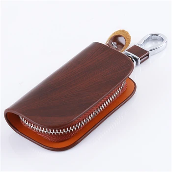 

High Quality Leather Car Key Wallets Men Key Holder Housekeeper Keys Organizer Wallet Keychain Covers Zipper Key Case Bag