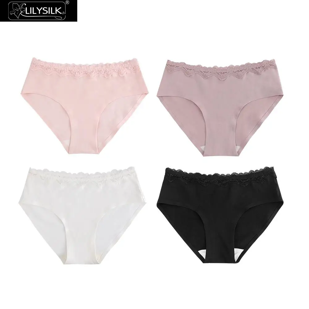 

LILYSILK Panties 4 Pack Silk Knitted Lacy Mulburry Women Underwear Briefs NEW Free Shipping