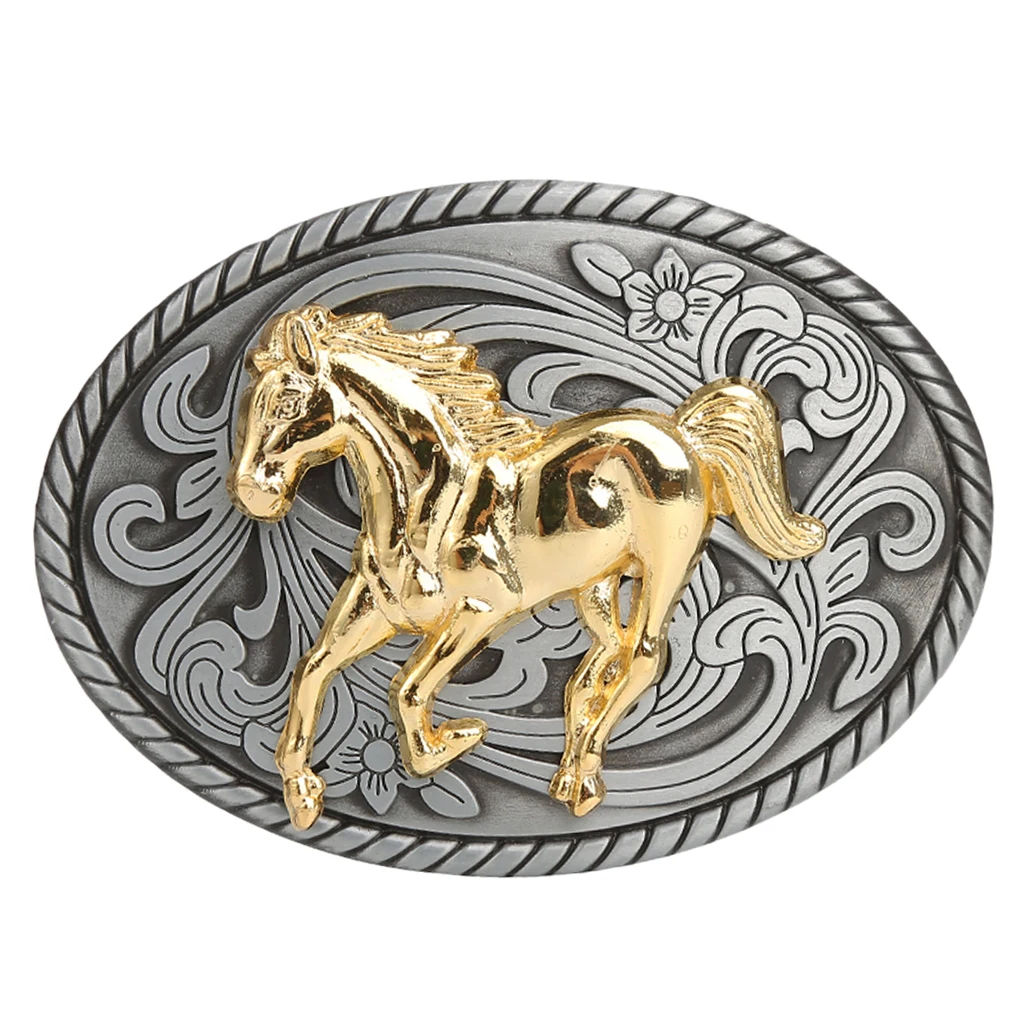 Belt Buckle Metal Men's Cool Embossed Skull Gold Animals Design Western Cowboy Horse Belt Buckle accessory
