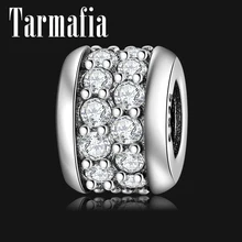 Настоящее Стерлинговое Серебро 925 блестящие элегантные циркониевые очаровательные бусины подходят к оригинальным браслетам Pandora Браслеты для женщин Изготовление ювелирных изделий