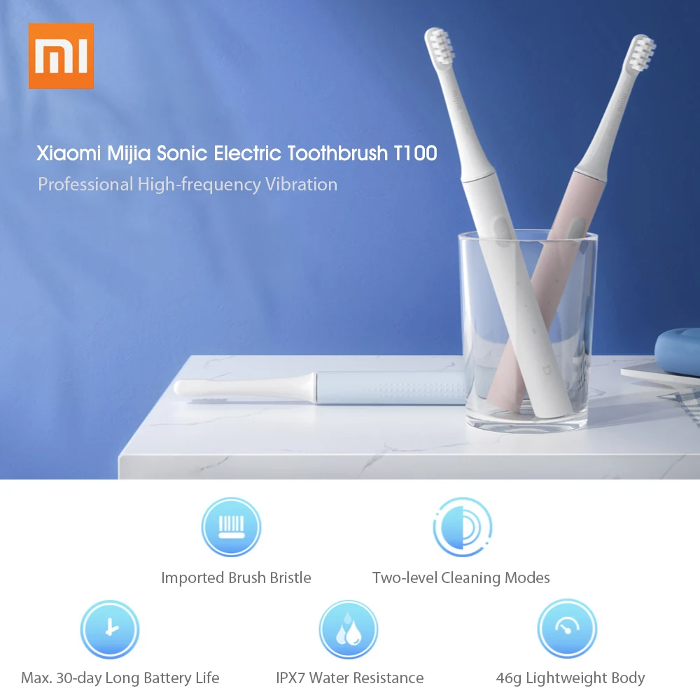 Зубная щетка Xiaomi Mijia T100 звуковая электрическая для взрослых автоматическая