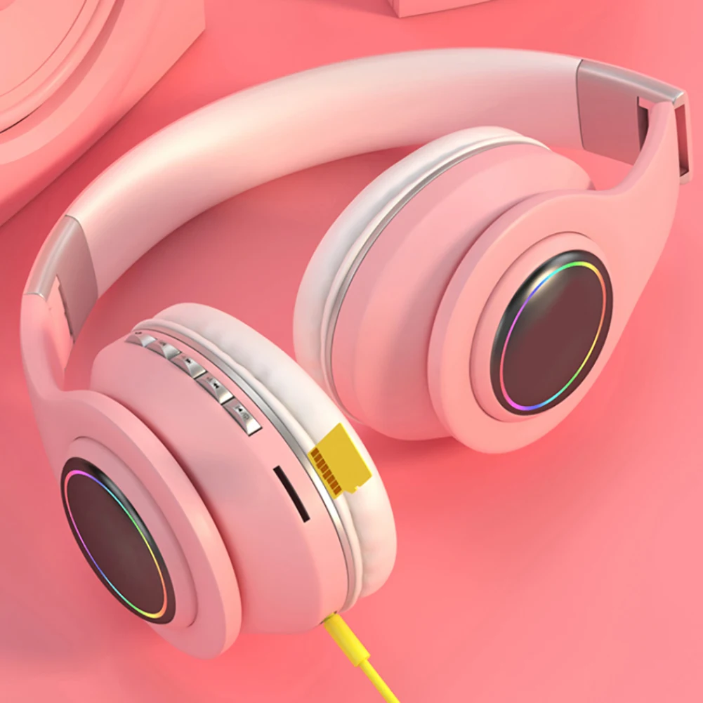 Wireless Bluetooth Headset Luminous Headphones Noise Canceling Headsets Hands free Support TF Card Gaming Headphone
