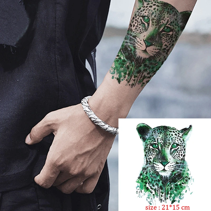 Водостойкая татуировка, наклейка в виде змеи, животных, цветов, черная Временная поддельная татуировка для мужчин, женщин, тела, руки, спины, большого размера, художественные татуировки