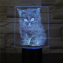 Реалистичная кошка 3D Светодиодная лампа с эффектом иллюзии ночные светильники USB 7 цветов Мигает Новинка Настольная лампа дети прикроватные украшения падение AW-3339