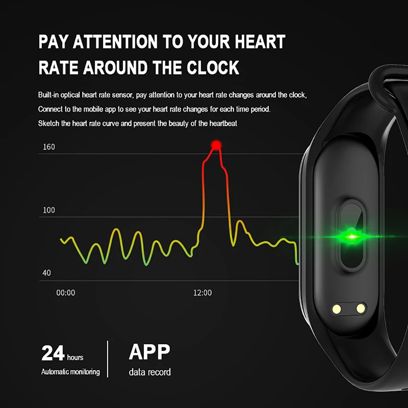 M5 Men Women Smart Watch Sport Smartwatch Heart Rate Blood Pressure Monitor Fitness Bracelet for Android/IOS