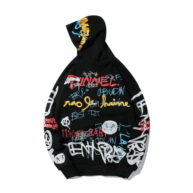 US $31.98 2019 HipHop Pullover Hoode Cotton Autumn Clothing Skateboard Hip Hop Graffiti Hoodies Men Harajuku 