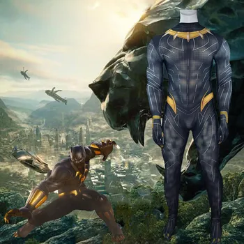 

Movie Superhero New Black Panther 2 costume 3D kids Adult Leotard Uniform Super soldier Leopard cosplay Lycra Bodysuit Mask Set
