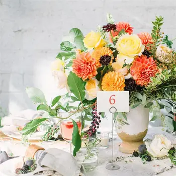 

5PCS Stainless Steel Table Number Holder Place Card Holders Sign Holder Photo Stand for Wedding Restaurant Hotel Party Events