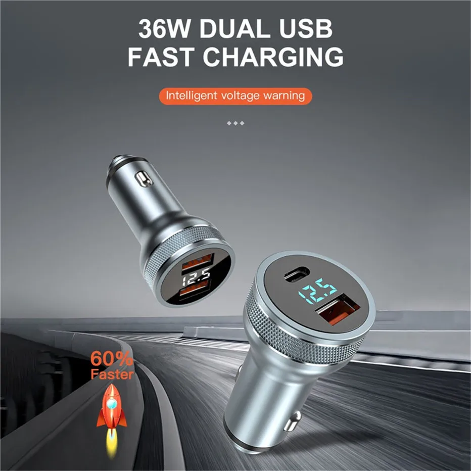 usb c 61w USB Car Charger For iphone 12 11 36W Quick Charge 3.0 Fast Charging Charger For Xiaomi Auto Type C QC PD 3.0 Mobile Phone Charge airpods usb c