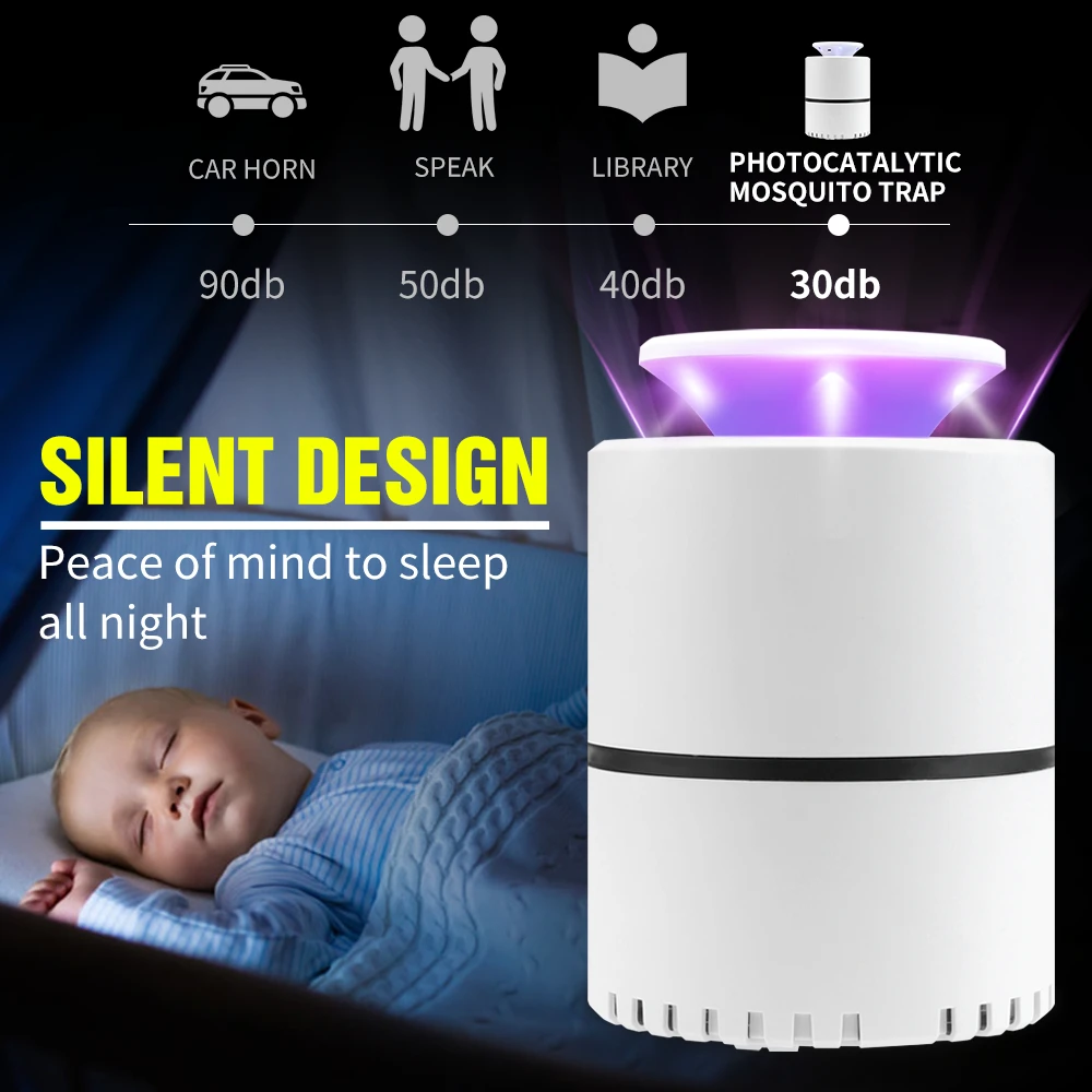 5V Led Mosquito Killer Lamp USB Mata Mosquito Ultraviolet Indoor Fly Zapper UV Bedroom Pest Control Light Repellent For Baby