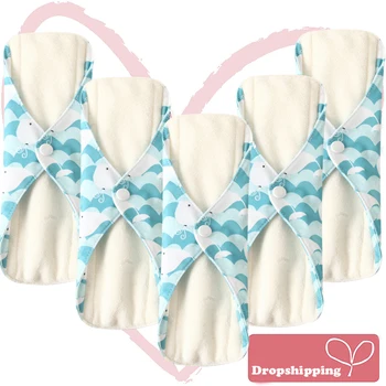 

Ohbabyka 5 PACK Menstrual Pads Reusable Cloth Sanitary Napkins Panty Pads with Premium Bamboo Fiber Absorbency Sanitary Pads M