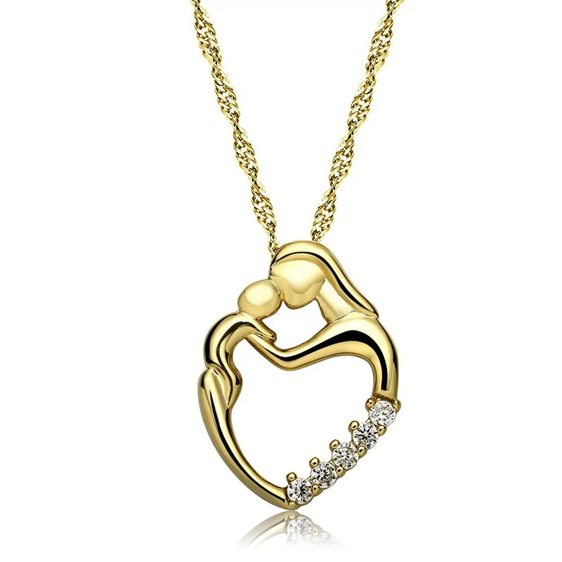 1 шт. подвесной в форме сердца водяная цепочка «Волна» кулон ожерелье установка кубического циркония золотого цвета ожерелье для Дня матери - Окраска металла: Golden