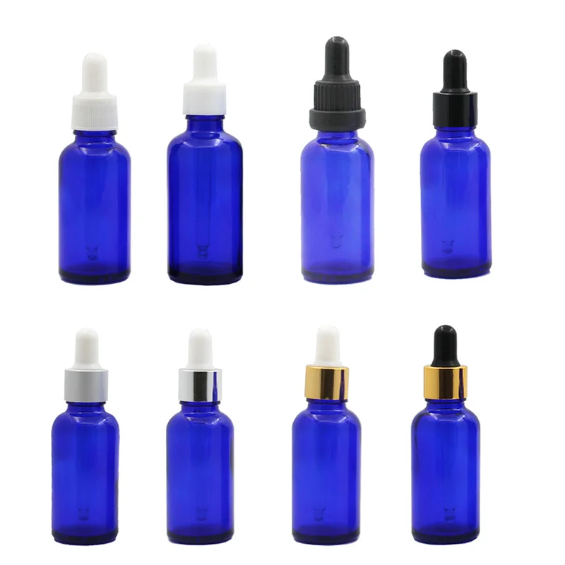 

12 x 100ml 50ml 30ml 20ml 15ml 10ml 5ml Blue Glass Essential Oil Dropper Bottle Wtih Piepette Drop Vials Containers