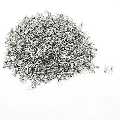 

1000pcs SNB2-4 Fork Type Non-Insulated Spade Cable Terminals for AWG 16-14