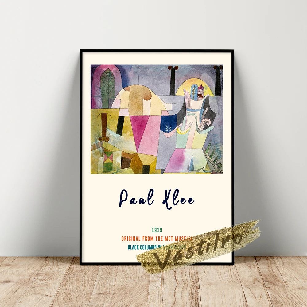 

Paul Klee Museum Exhibition Poster, Black Columns In A Landscape Canvas Prints, Klee Color Vintage Geometry Stereo Wall Stickers