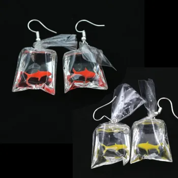 

Koi Fish Water Bag Dangle Earrings For Women.Gold Fish Earrings