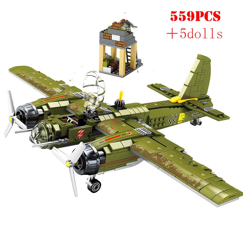 Военный бронированный автомобиль Танк самолет строительные блоки Technic City Army WW2