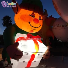 6 метров высота ПВХ надувное освещение Рождество мультфильм мальчик обнимает Подарочная коробка модель характеристика светодиодный x-рождество украшения