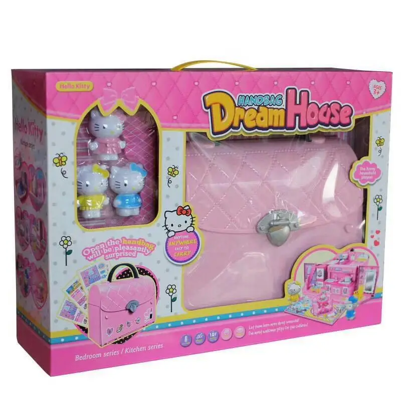 

KT Cat Hand House Sweetheart Handbag House Ice Bag House Children Play House Handbag House Wardrobe Toy Gift Box
