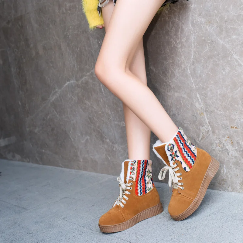

Europe And America Hot Selling WOMEN'S Shoes 2018 Autumn New Style Flat Large Size Ankle Boots Warm Snow Boots Comfortable Boots