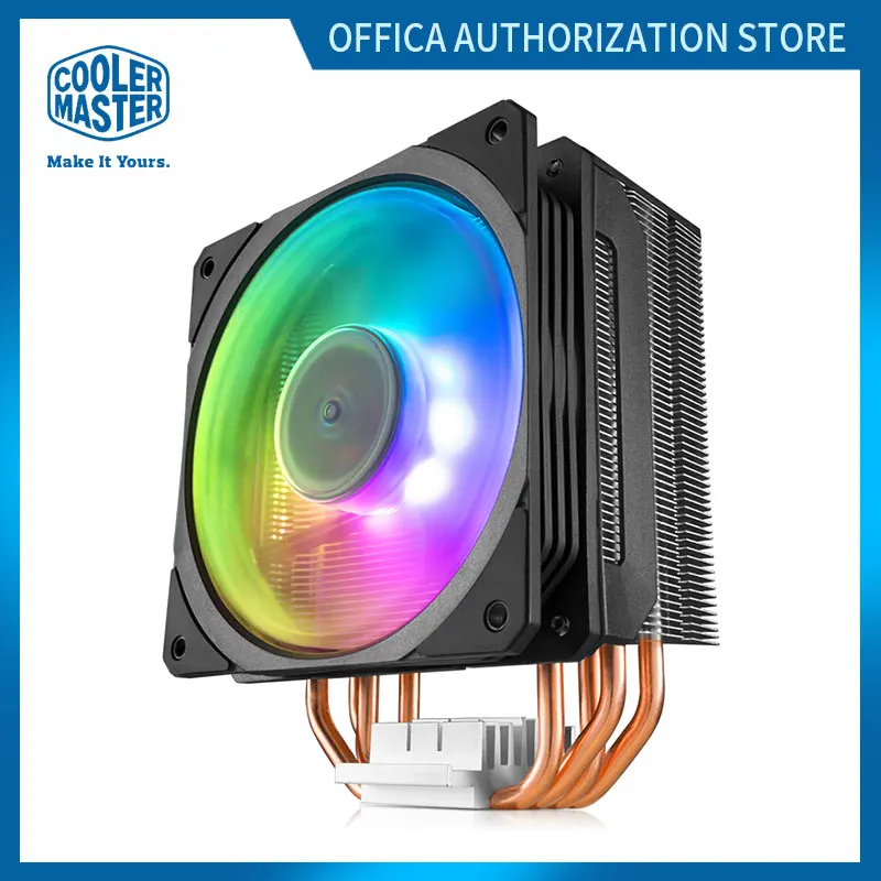 

Cooler Master T400 ARGB/LED CPU Heat Sink 4Pin 4 Heat Pipe 12CM RGB Silent Fan For Intel 115X 1366 2066 2011 AMD AM4 AM3