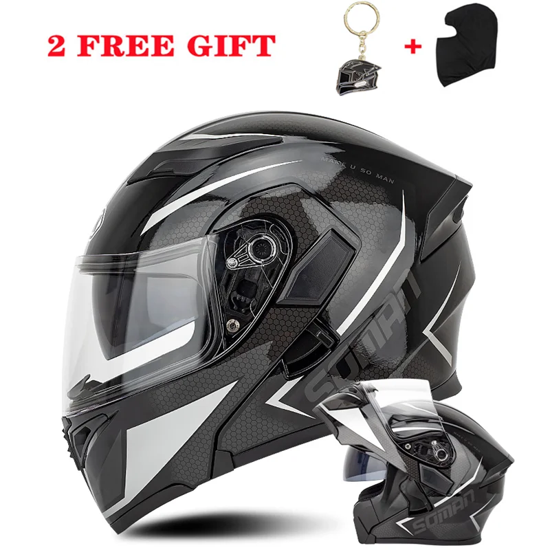 Face Helmet Modular Double Visor Cascos 
