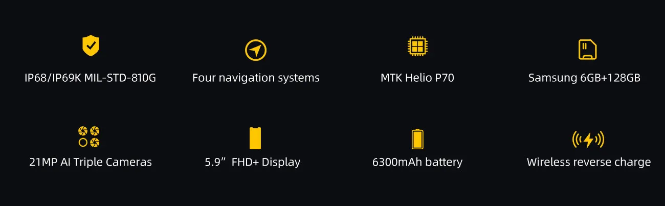 DOOGEE S68 Pro, прочный телефон Helio P70, четыре ядра, 6 ГБ, 128 ГБ, Беспроводная зарядка, IP68, водонепроницаемый, NFC, 6300 мА/ч, 12В, 2 А, зарядка, 5,9 дюймов, FHD