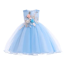 Платья с цветочным узором для девочек; вечерние платья без рукавов с аппликацией для маленьких девочек; платье принцессы для дня рождения; детская Рождественская вечеринка; Vestidos