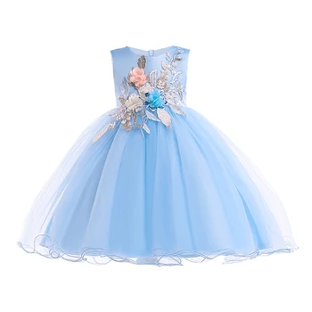 

Vestidos Flower Girls dresses for formal party Baby Girls Sleeveless Appliques Princess Birthday Dress Children Christmas Party