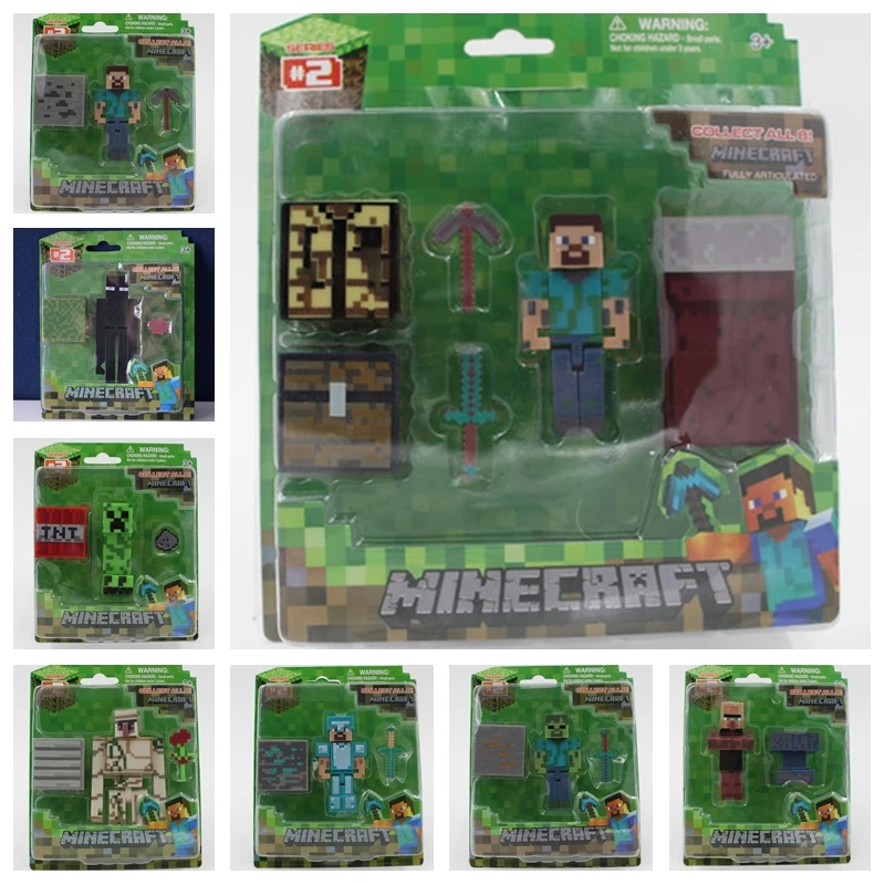 3-inch Action Figures Minecrafts Toy Doll Set Creeper Little Black Brick Steve Iron Golem Zombie Birthday Gift for Kids Children