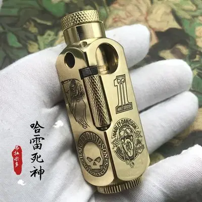 DIY Творческий латунь 5 лицо резные масла жидкости Зажигалка коллекция Винтаж керосин зажигалки для мужчин подарок - Цвет: 6