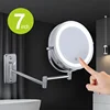 Folding Arm Extend Bathroom Mirror With LED Light 7 Inch Wall Mounted Double Side Smart Cosmetic Makeup Mirrors 1