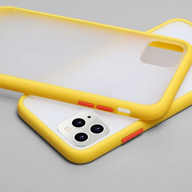 Mint Simple Matte Bumper Phone Case for iphone 11 Pro XR X XS Max 12 13 6 8 7 Plus Shockproof Soft TPU Silicone Clear Case Cover Yellow