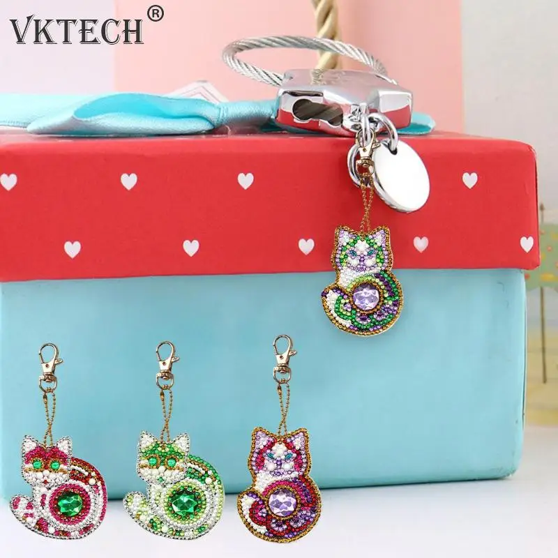 4 шт. кошка DIY Полная Дрель Алмаз особенной формы картина брелок кулон женщина девушка ювелирные изделия брелок крестиком Рождественский подарок