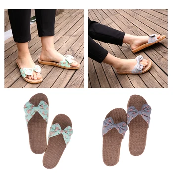 

Women's Non-Slip Summer Slip On Flats Bowknot Beach Sandals Slippers 3 Sizes 2 Colors