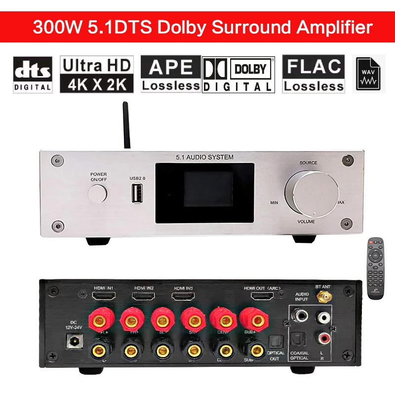 Begroeten deeltje Bek 300W High Power 5.1 Eindversterker Home Theater AC3 Dts Dolby Surround U  Schijf Glasvezel Bluetooth Audio decoder Hd Versterker|Versterker| -  AliExpress