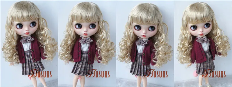 JD311 9-10inch 10-11inch Synthetic mohair BJD wigs Long European wave Blythes Doll hair