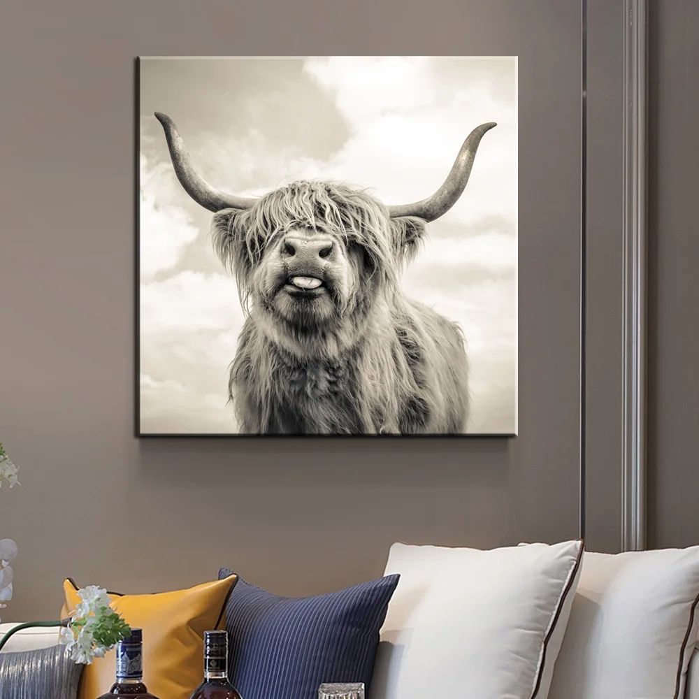 Чистая чистота Highland корова Искусство Холст постер печать минималистичный