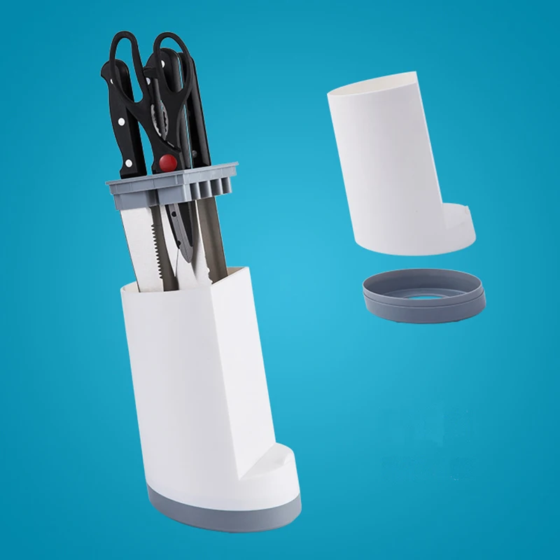 Экологичный белый серый пластиковый держатель для ножей PP с разделочной доской