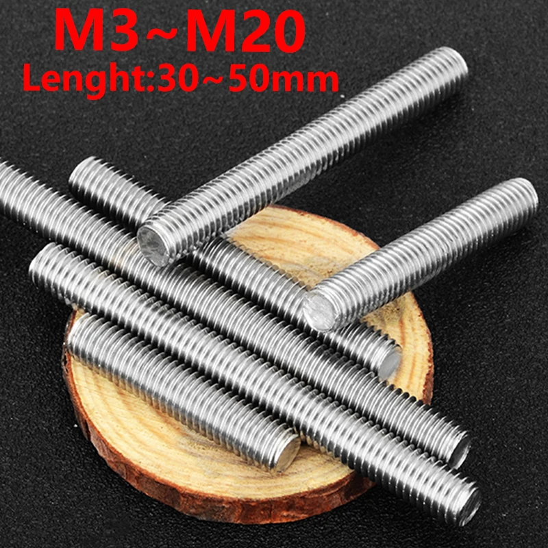 FullThreadBarscrew304StainlessSteelThreadedBarThreadedRodM3